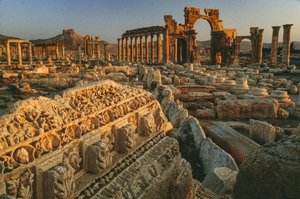 Vista de las ruinas romanas de Palmira. PALMYRA, SIRIA.