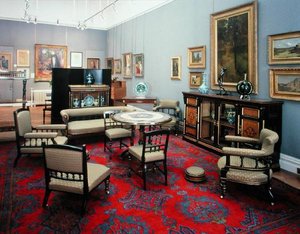 Conjunto que Comprende un Gabinete, Mesa Central, Sofá, Par de Sillas Laterales, Par de Sillones, Silla de Enfermería, Sillón y Mesa de Cartas, 1880s