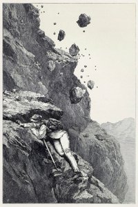 Una cañonada en el Matterhorn, de Escaramuzas entre los Alpes en los años 1860 - 69, pub. 1871 de James Mahoney
