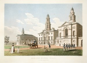 Hospital Blue-coat, Dublín, 1798 (grabado coloreado a mano)