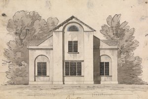 Dibujo preparatorio para el Diseño 1, Lámina 1 de Una colección de diseños de retiros rurales de James Malton