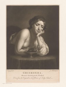 Sigismunda con el corazón de Guiscardo Ghismonda (título sobre objeto)