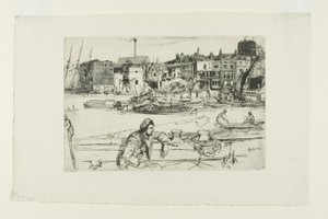 Black Lion Wharf, de Una serie de dieciséis grabados de escenas en el Támesis (el "Conjunto del Támesis")