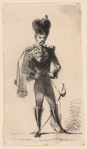 Húsar (recto) Hombre con sombrero de copa y cabeza vendada (verso) de James Abbott McNeill Whistler