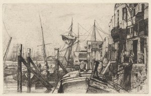 Limehouse, from the Thames Set (una serie de dieciséis grabados de escenas en el Támesis y otros temas) de James Abbott McNeill Whistler