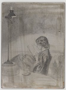 Leyendo a la luz de la lámpara de James Abbott McNeill Whistler