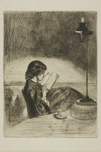 Leyendo a la luz de la lámpara de James Abbott McNeill Whistler