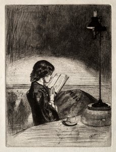 Lectura a la luz de las lámparas de James McNeill Whistler