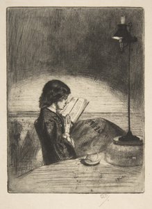 Lectura a la luz de una lámpara de James McNeill Whistler