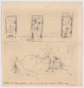 Boceto de la Sala del Pavo Real de James McNeill Whistler