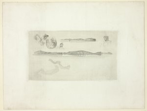 Bocetos en la placa de la encuesta costera de James Abbott McNeill Whistler
