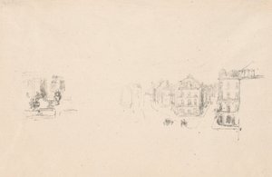 Dos bocetos de prueba: A. Grand Rue, Dieppe; B. Un interior
