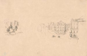 Dos bocetos de prueba: A. Grande Rue, Dieppe; B. Un interior