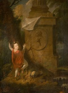 Anuncio del artista - Querubín con cometa en monumento [sin fecha]