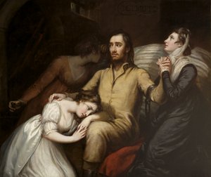 Lafayette en la mazmorra de Olmütz con su esposa e hijas, 1797
