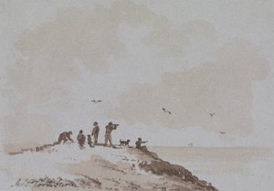 Observadores en una colina con vistas al mar