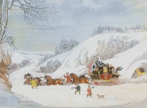 Un Correo en Nieve Profunda, grabado por George Hunt