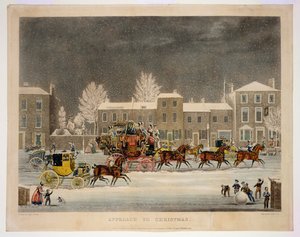 La Aproximación a la Navidad, grabado por George Hunt de James Pollard