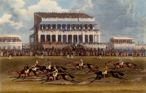 La tribuna principal en las carreras de Epsom, impresión hecha por Charles Hunt, 1836 de James Pollard