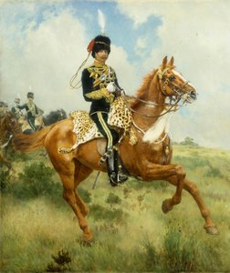 Retrato del Coronel A.G. Lucas, de la Yeomanry de Suffolk, a caballo de James Prinsep Beadle