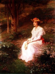 Dama elegante sentada en el bosque de James R. Lee