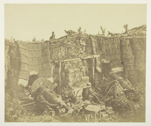 Interior de la batería del cuartel (ruso), mostrando manteletes