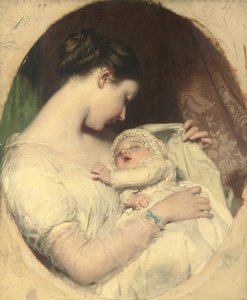 La esposa del artista Elizabeth con su hija Mary Edith de James Sant