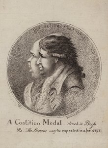 Medalla de la Coalición, acuñada en bronce: sátira sobre la coalición de los políticos británicos Lord North y Charles James Fox, 1783 de James Sayers
