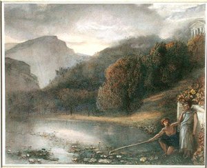 Paisaje con un templo y figuras pastorales de James Smetham