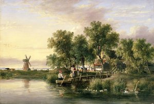 Un paisaje fluvial iluminado por el sol en Norfolk de James Stark
