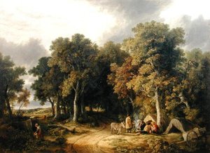 Campamento en un paisaje boscoso de James Stark