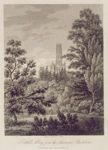 Abadía de Fonthill desde la plantación americana, publicada por W. Clarke, New Bond Street, 1812 de James Storer