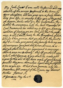 Carta de James Edward Stuart a Simon Fraser, Lord Lovat, St Germains, 3 de mayo de 1703 de James Stuart