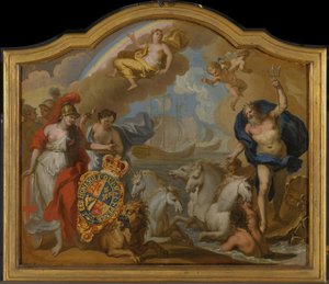 Alegoría del poder de Gran Bretaña por mar, diseño para un panel decorativo de la carroza ceremonial de Jorge I de James Thornhill