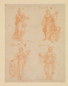 Cuatro virtudes - Buena voluntad, Generosidad, Liberalidad y Humanidad, siglo XVII