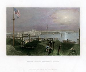 Boston visto desde Dorchester Heights, EE.UU., 1838 de James Tibbitts Willmore
