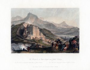 El Poo Ta La, o Gran Templo cerca de Zhehol, Tartaria, China, c. 1840 de James Tingle