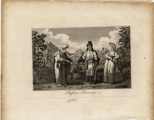 Vestidos de campesinos rusos, ca 1775 de James Tookey