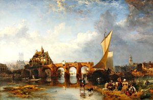 El Puente des Treilles en el río Maine en Angers de James Vivien de Fleury