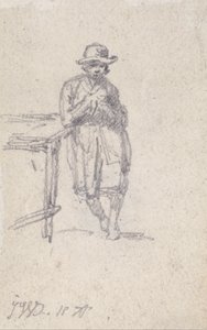 Un niño apoyado en una mesa de James Ward