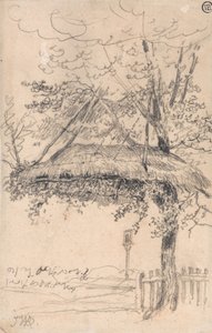 Un refugio de paja suspendido de un árbol de James Ward