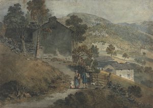 Paisaje con casitas y figuras de James Ward