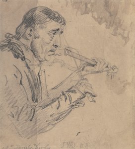El Sr. James Derby tocando el violín de James Ward