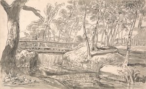 Paisaje fluvial con cascada de James Ward