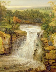 Las cataratas del Clyde después de una inundación, 1852 de James Ward