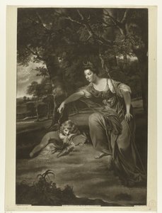 Retrato de Elizabeth Montagu y su hijo George como Diana y Cupido de James Watson (prentmaker)