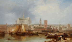 Vista de Colonia con la catedral inacabada de James Webb
