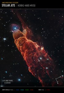 Herbig-Haro 49/50 (imagen de NIRCam y MIRI Compass)