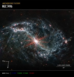 NGC 7496 (Imagen de brújula MIRI) de James Webb Space Telescope (NASA)
