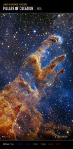 Pilares de la Creación (Imagen de brújula NIRCam) de James Webb Space Telescope (NASA)
